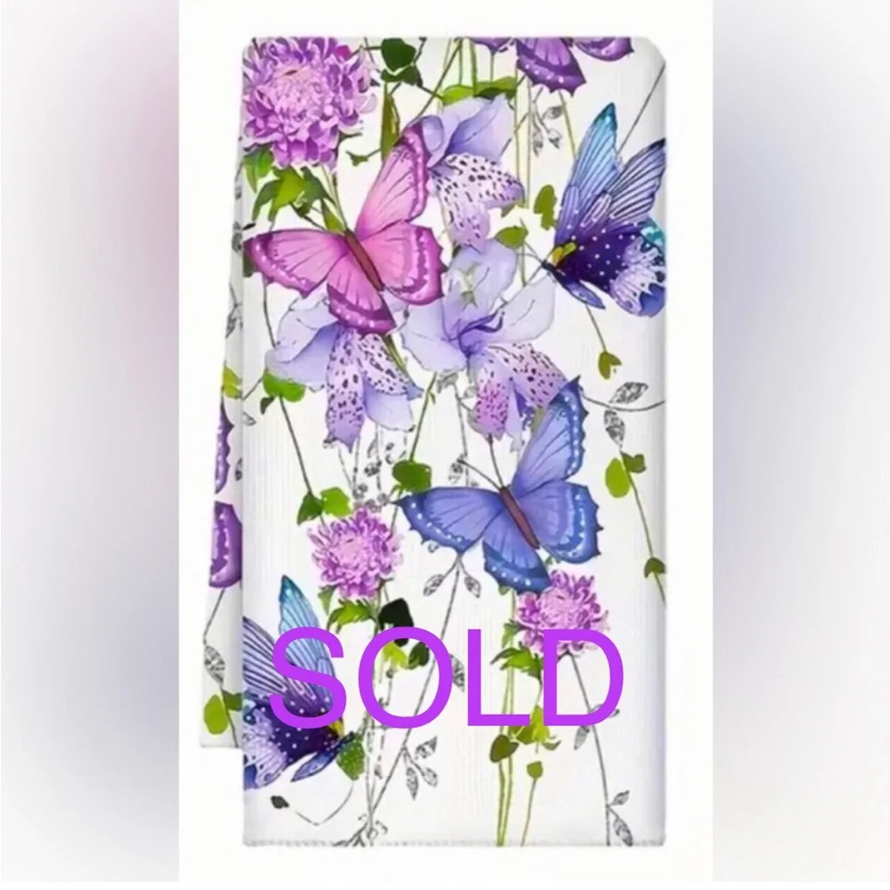 One Purple Butterfly Microfiber Oblong Hand Guest Towel